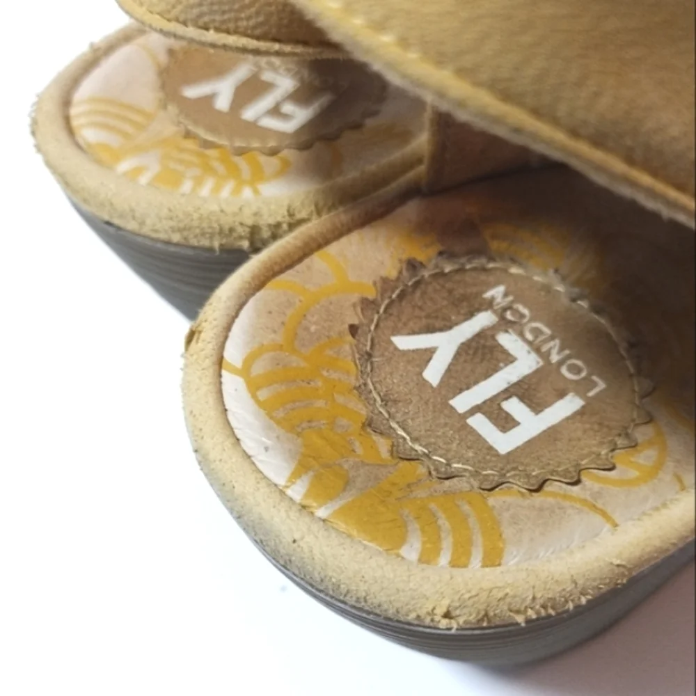 FLY London Women's Wedge Slingback Open Toe Slip-on Platform Leather Sandals 41